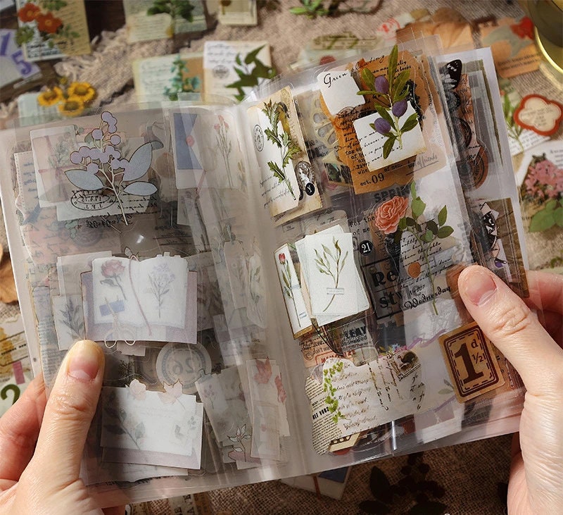 Mini Junk Journal Collage Kit - Book Style Paper Ephemera Pad, Journaling  Supplies - Printed Heron