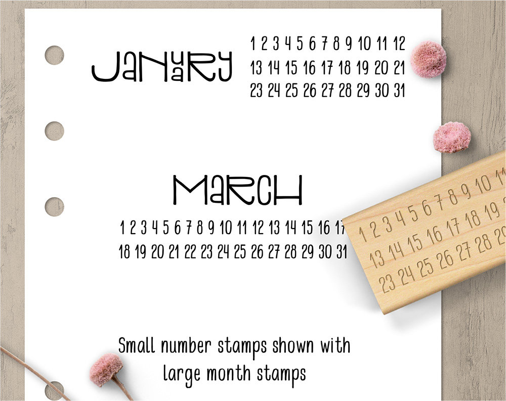 Just Numbers Minimalist Calendar Rubber Stamp, 1-31 Date Stamp, Bullet  Planner - Printed Heron